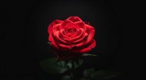 Red rose black background image 4