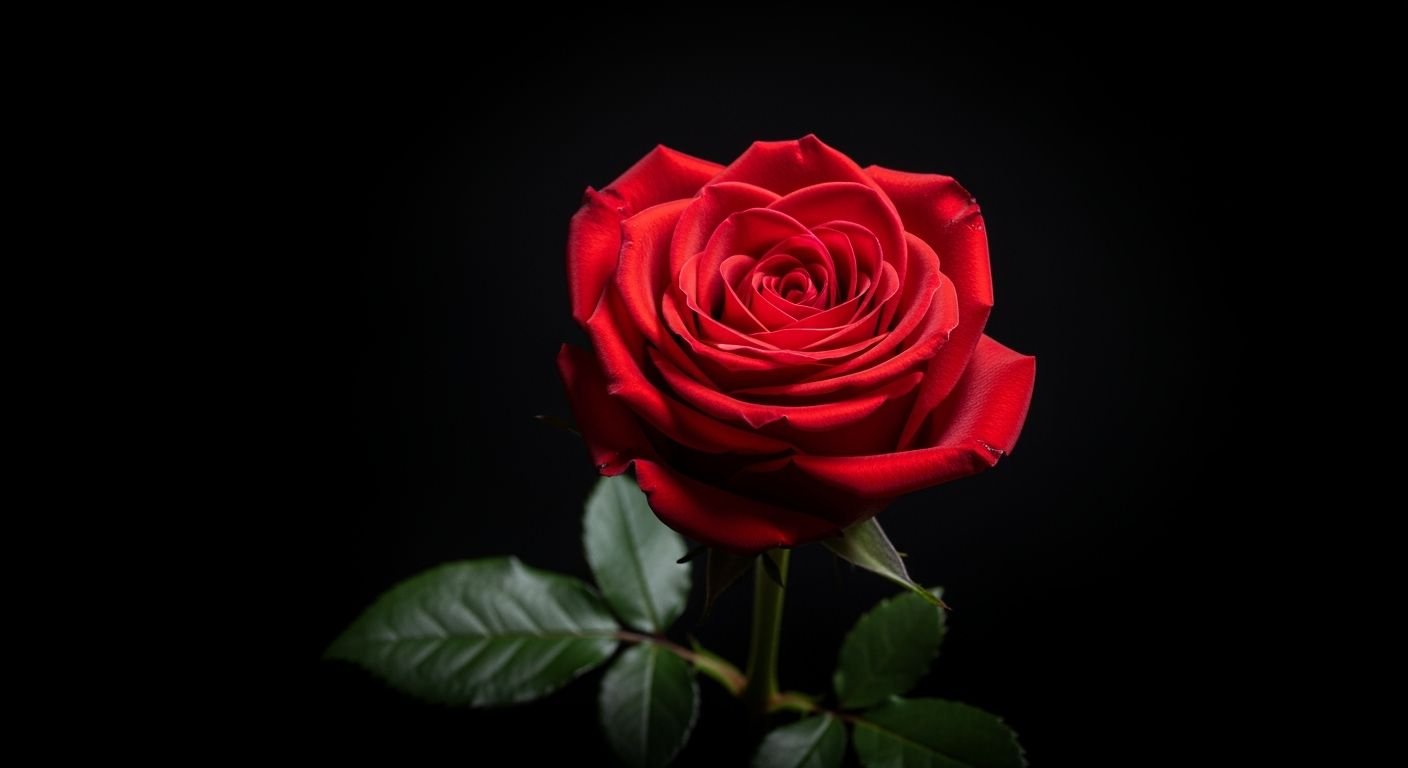Red rose on a black background image 2