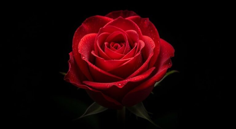 Red rose on a black background image 3