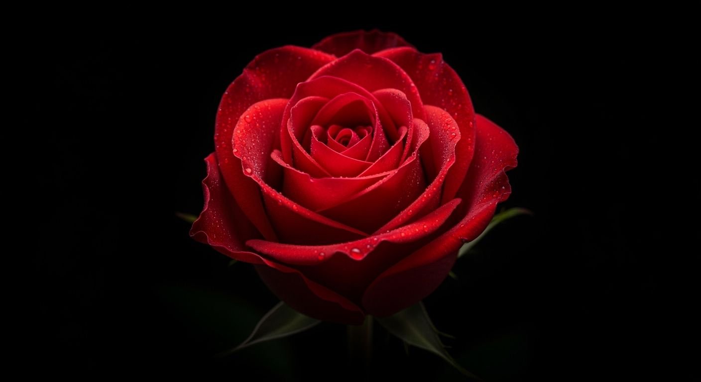 Red rose on a black background image 3