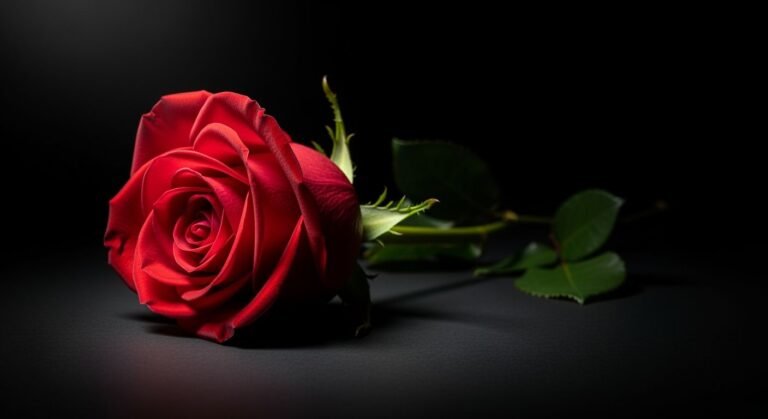 Red rose on a black background image 4