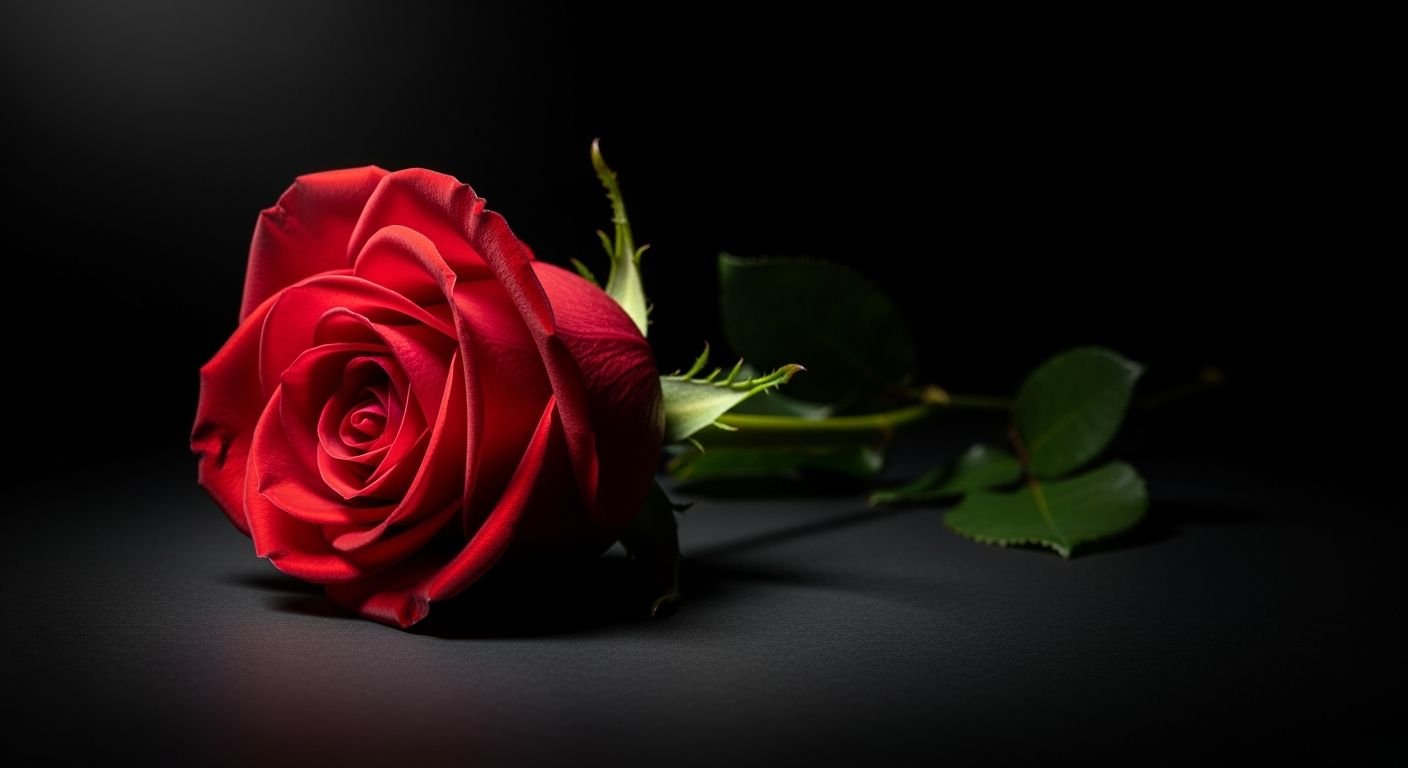 Red rose on a black background image 4
