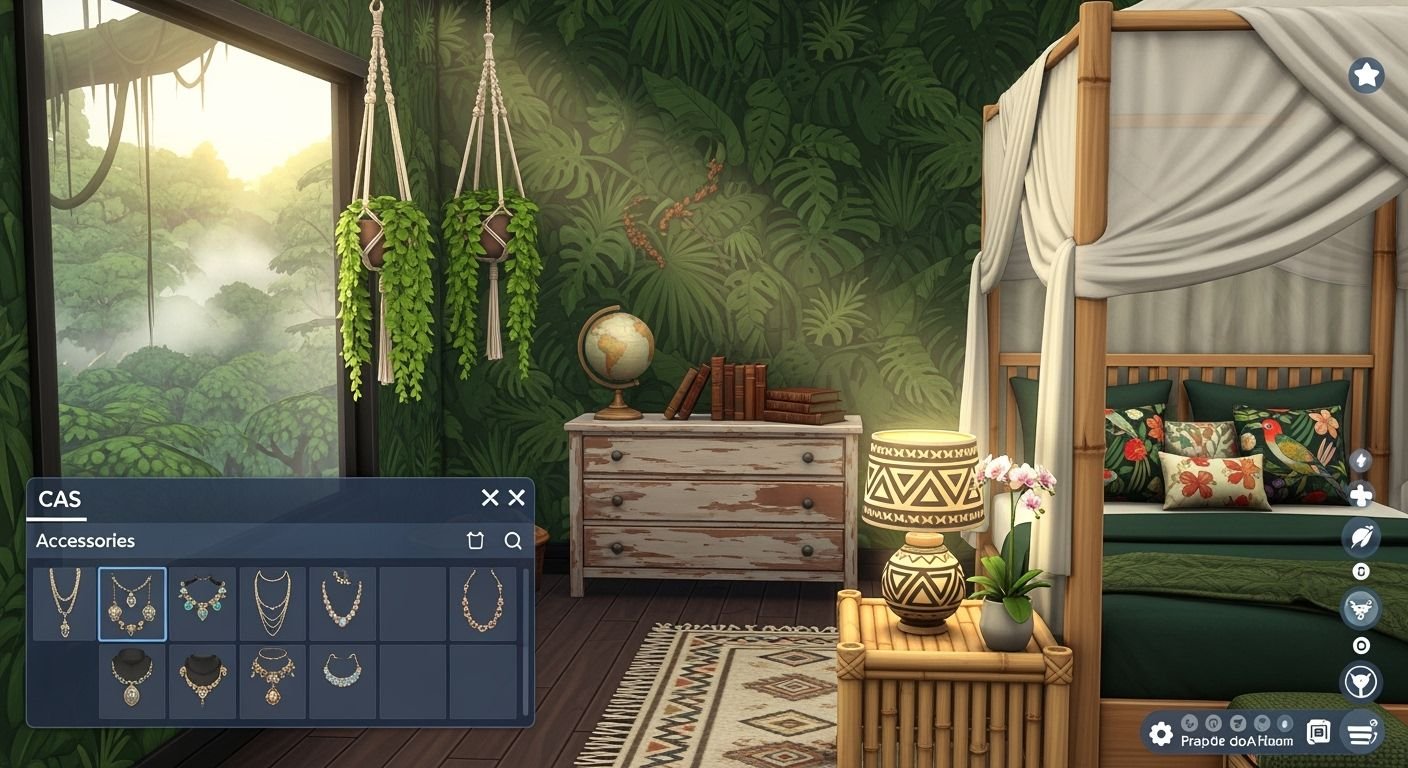 Sims jungle bedroom cas image 3