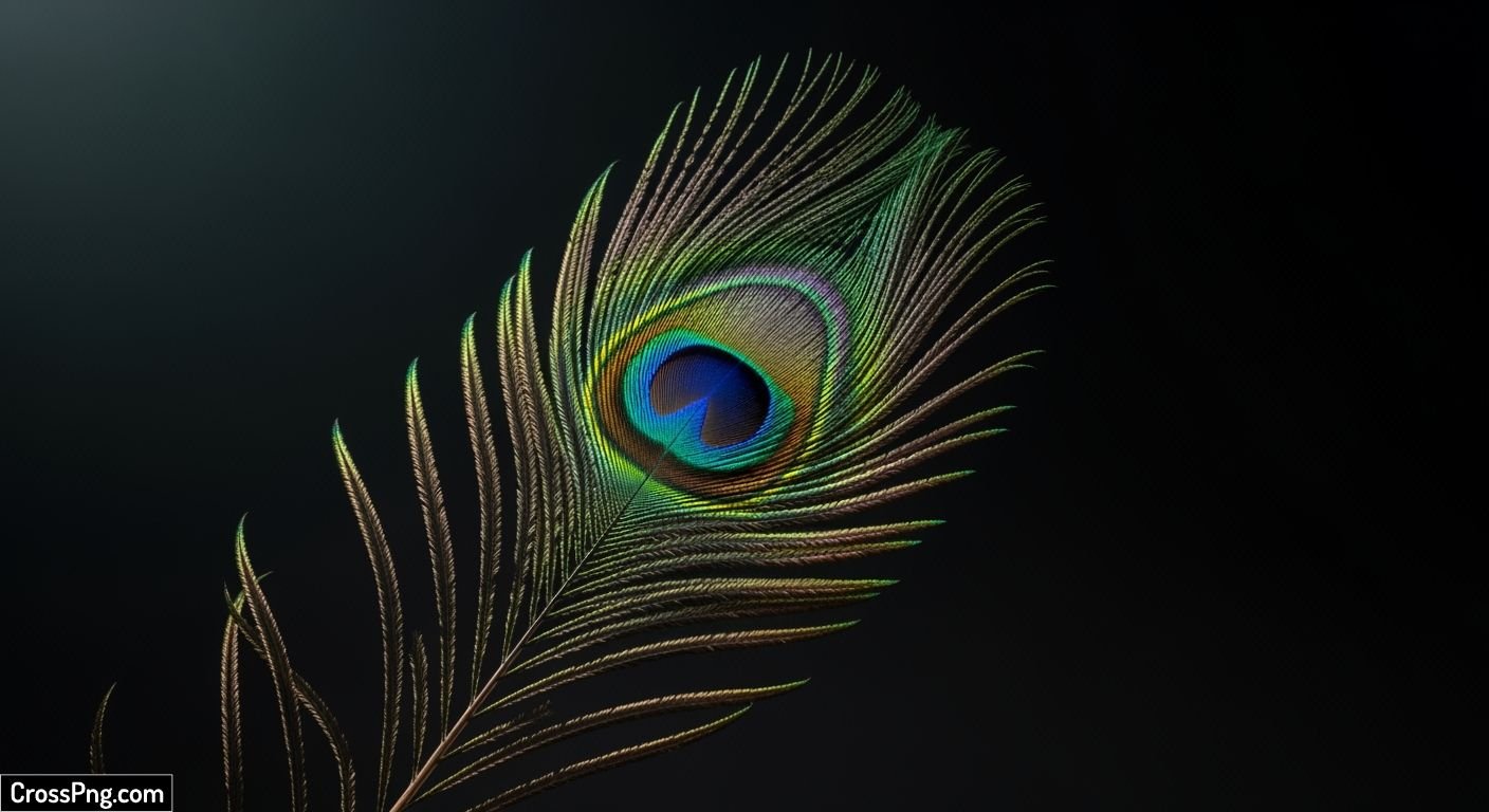 Single peacock feather black background image