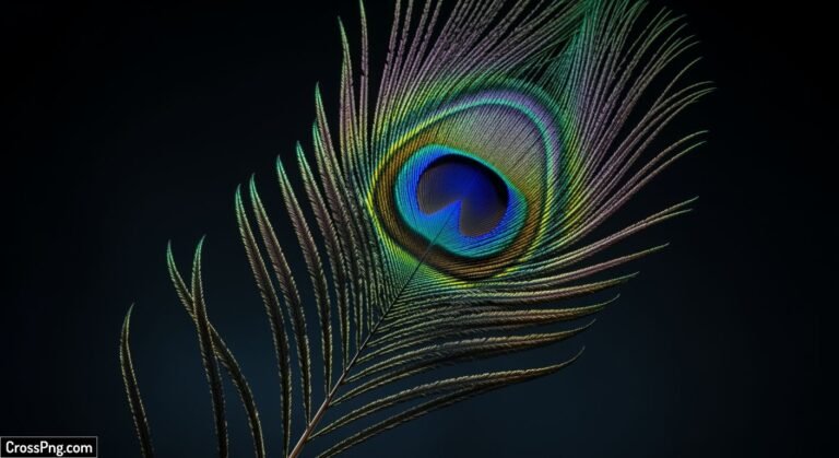 Single peacock feather black background image