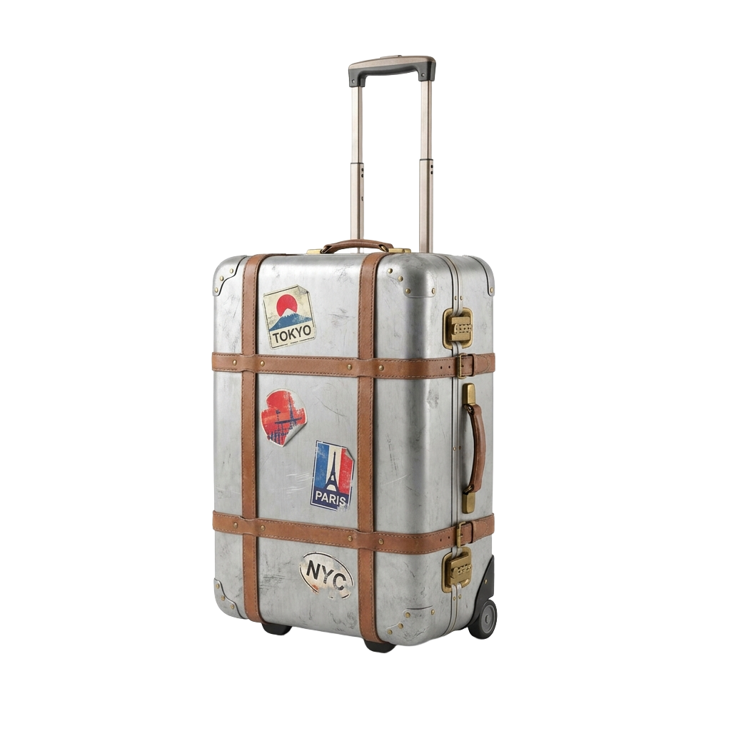 Suitcase with telescopic handle PNG image