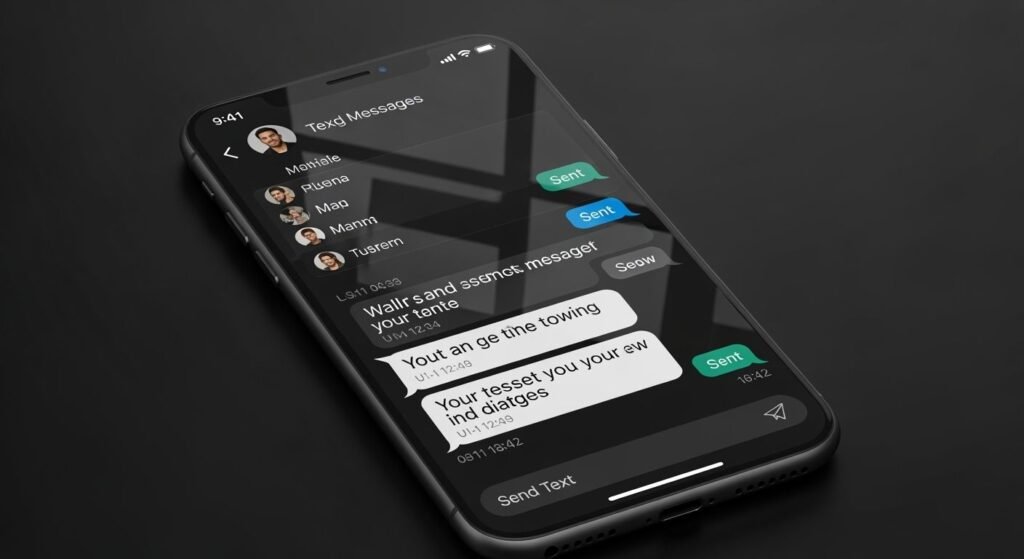 Texting app with black background image 4