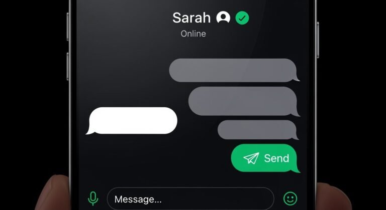 Texting app with black background image