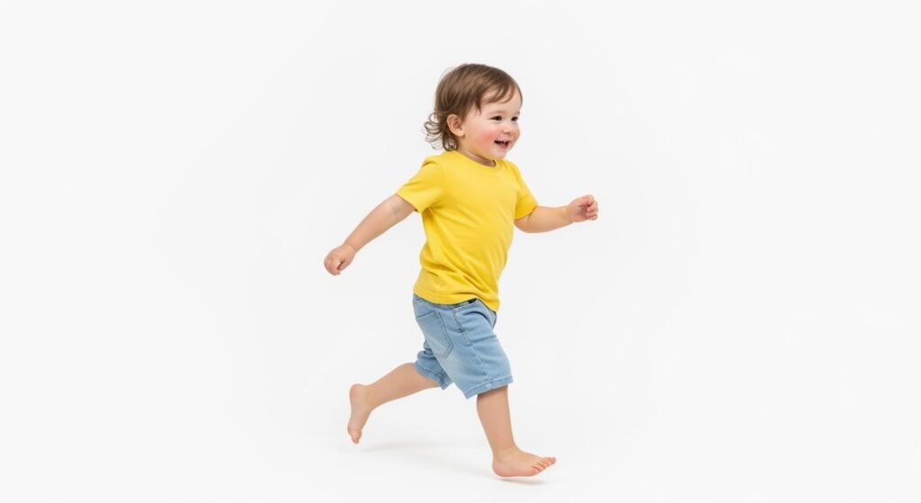 Toddler running white background image