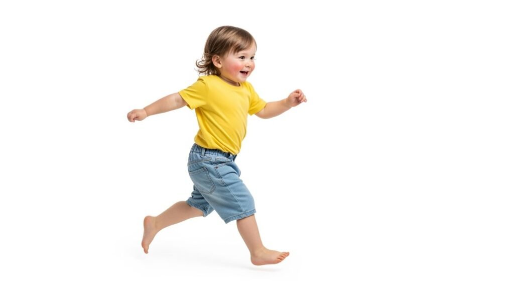 Toddler running white background image 2