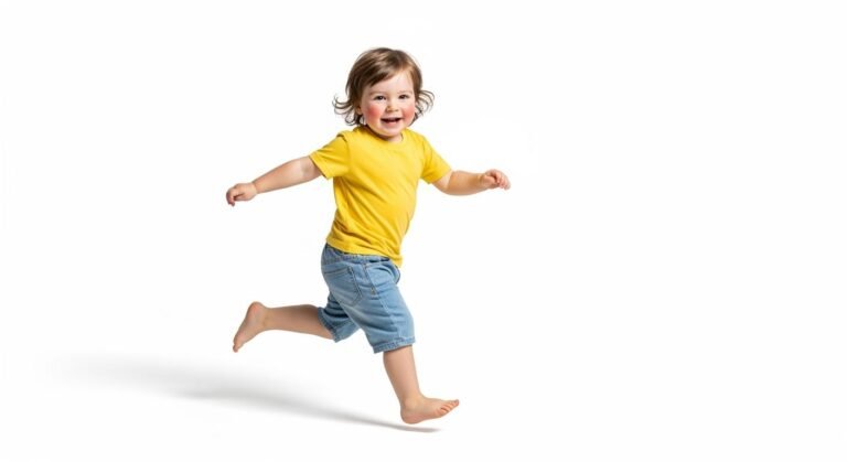 Toddler running white background image 3