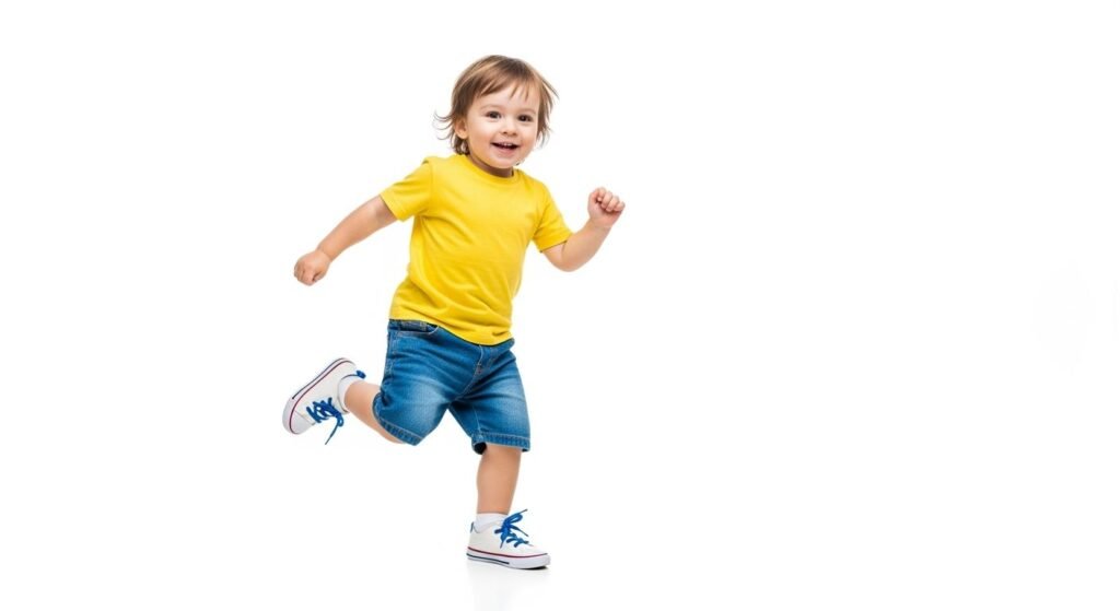Toddler running white background image 4