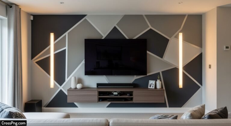Tv background wall paint design image