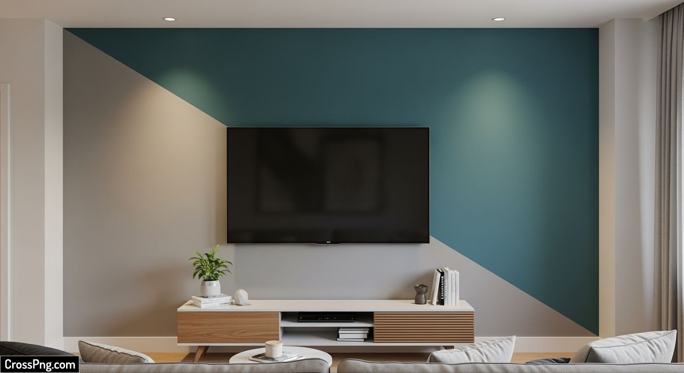 Tv background wall paint design image 2