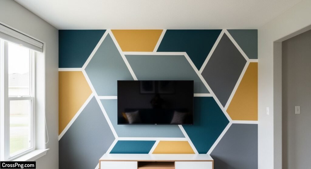 Tv background wall paint design image 3