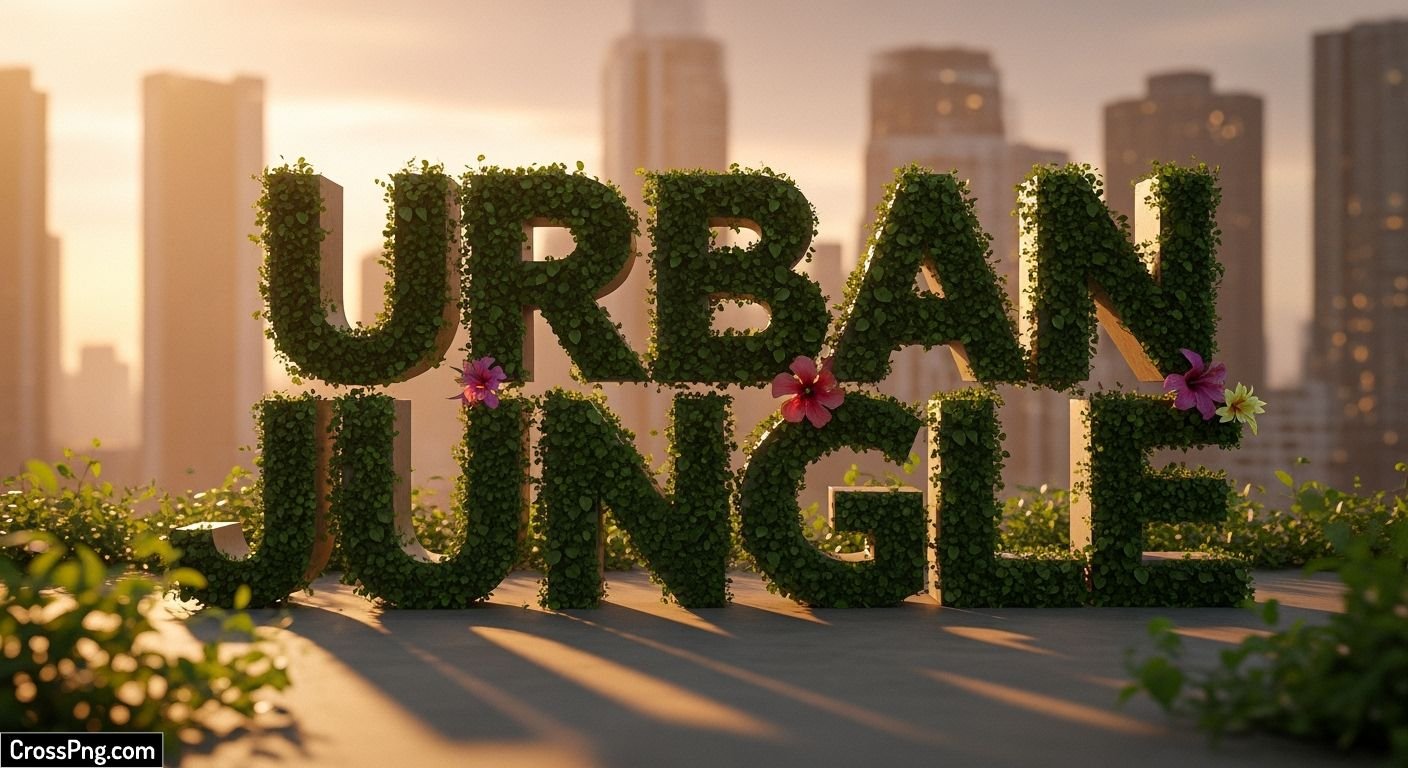 Urban jungle font background photo image