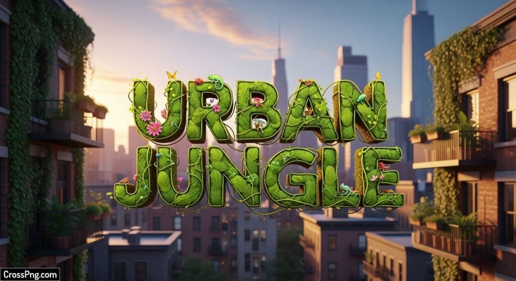 Urban jungle font background photo image 3