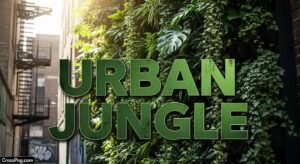 Urban jungle font background photo image