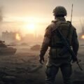 War in background