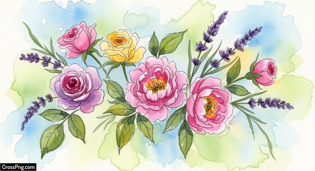 Watercolor background flower image