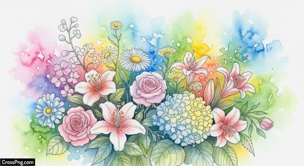 Watercolor background flower image 3