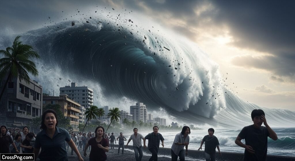 Which natural calamity serves as the background image 2