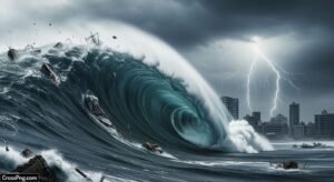 Which natural calamity serves as the background image 3