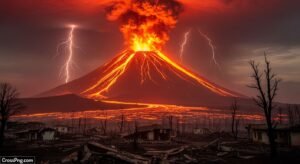 Which natural calamity serves as the background image