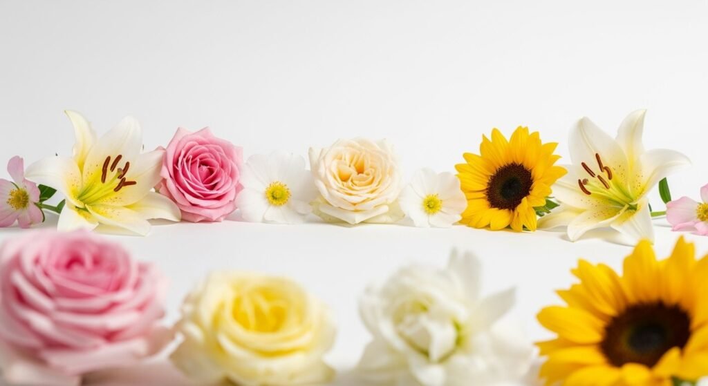White background with flowers image