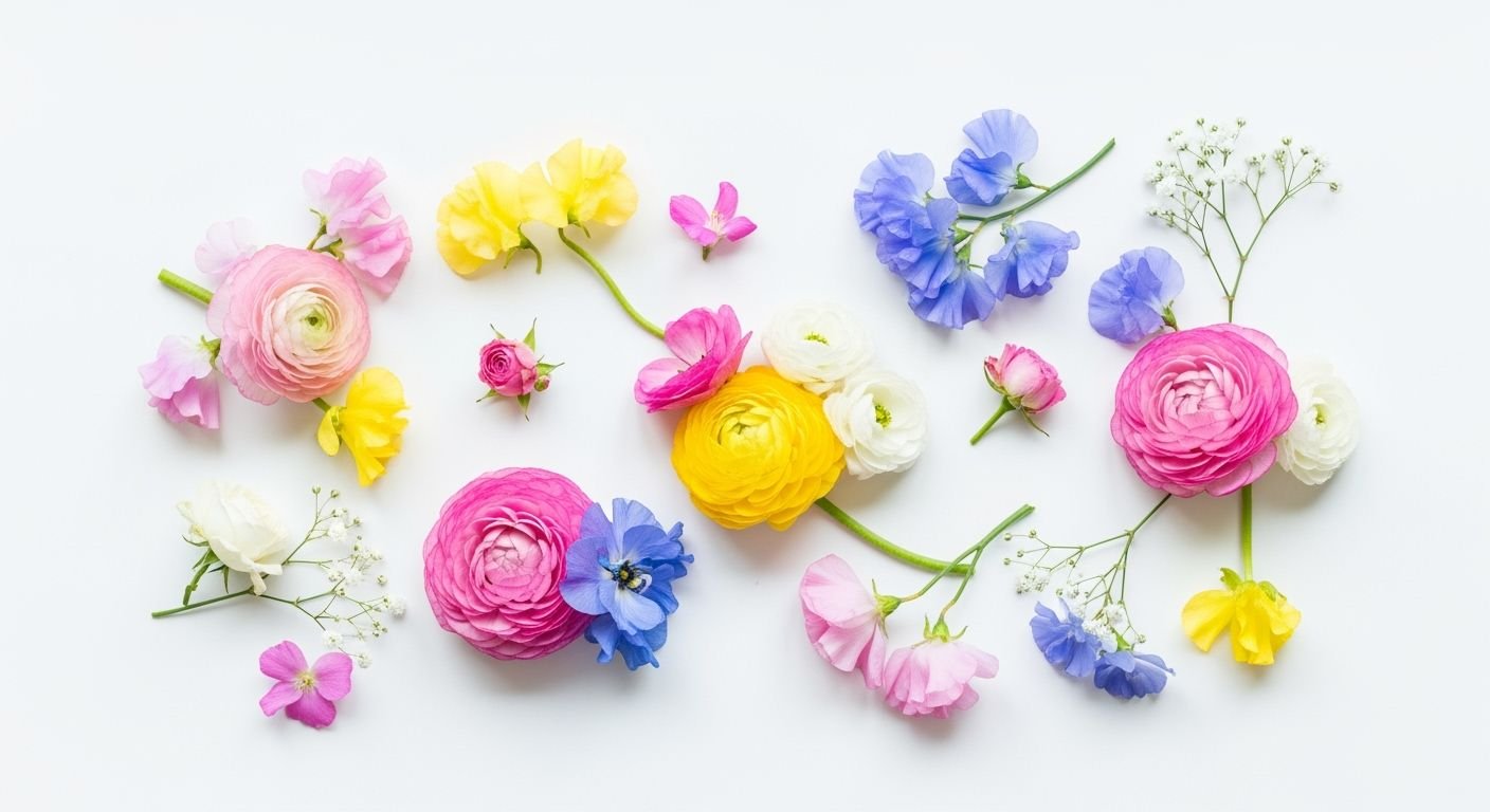 White background with flowers image 2