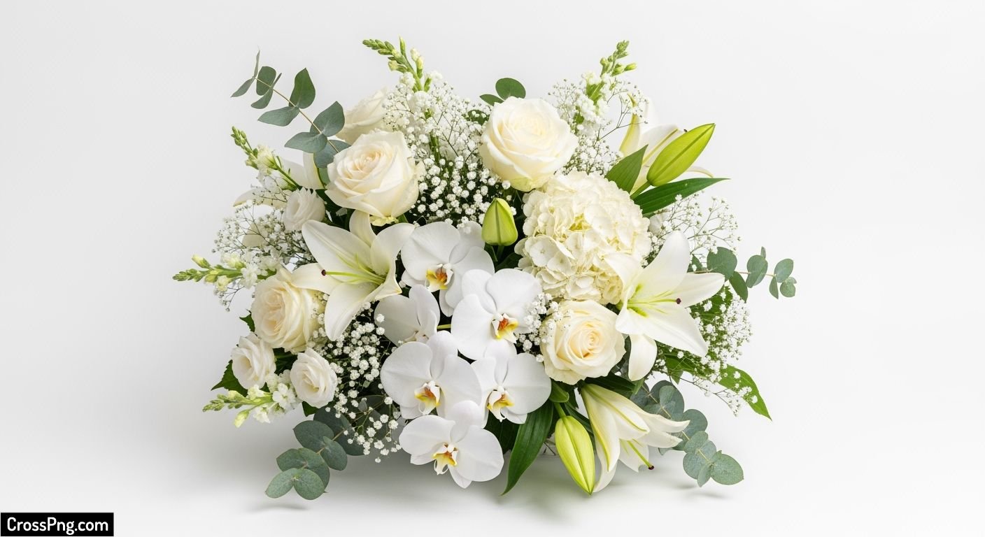 White background with flowers image 2