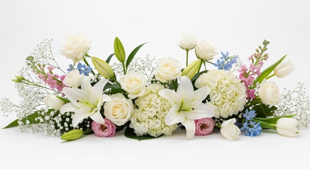 White background with flowers image 3