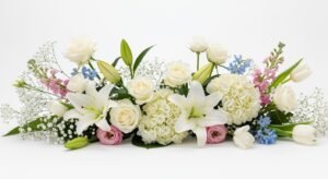 White background with flowers image 3