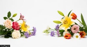 White background with flowers image 3