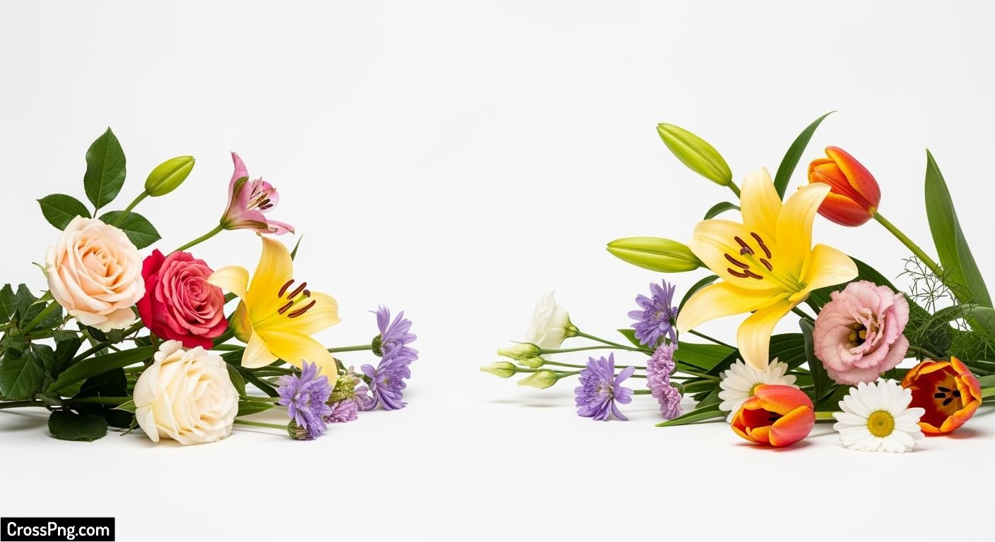 White background with flowers image 3