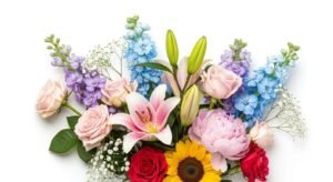 White background with flowers image 4