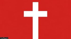 White cross red background image