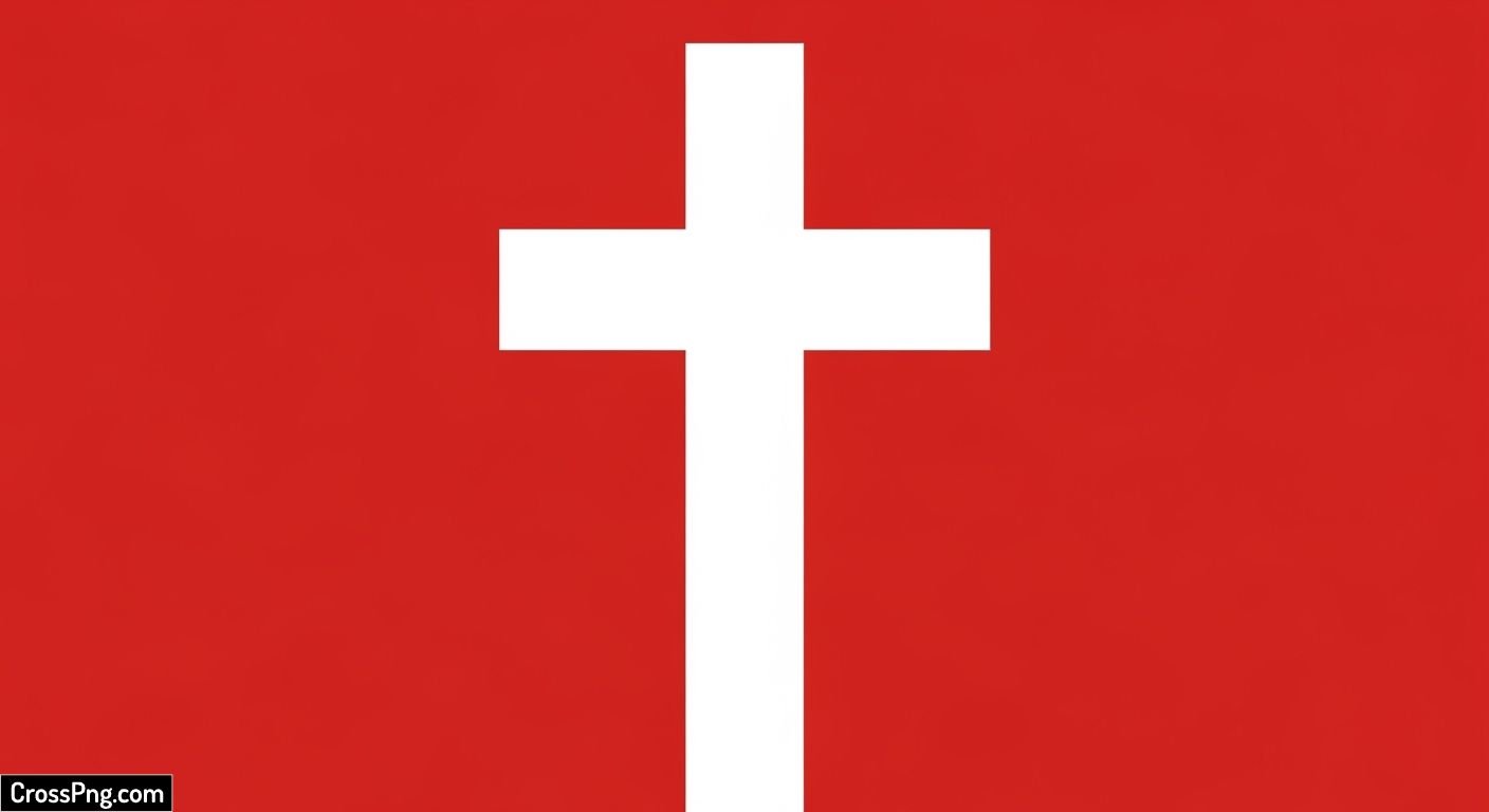 White cross red background image