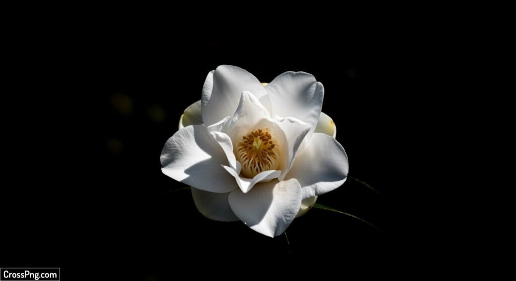 White flower black background image