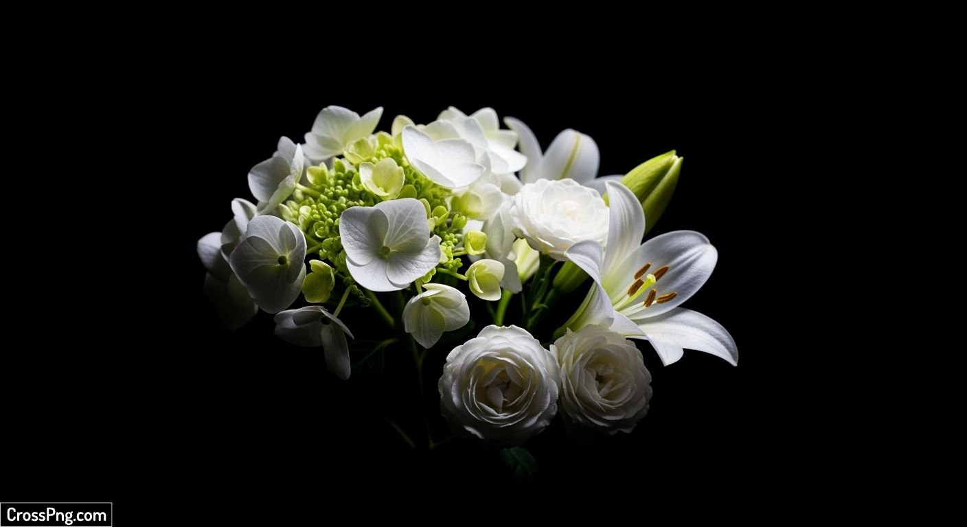 White flowers on black background image