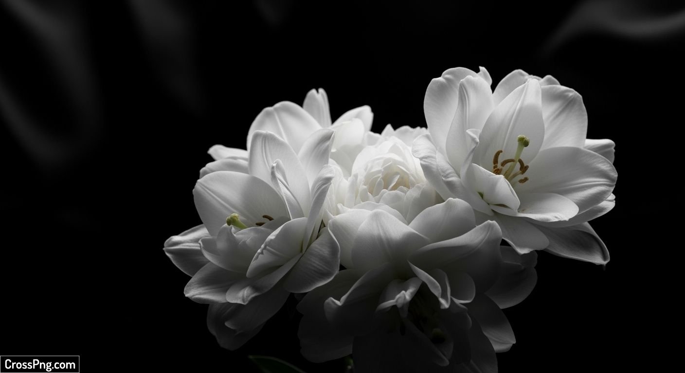 White flowers on black background image 3