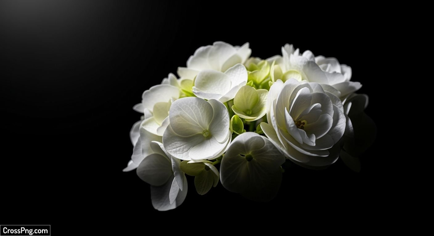 White flowers on black background image