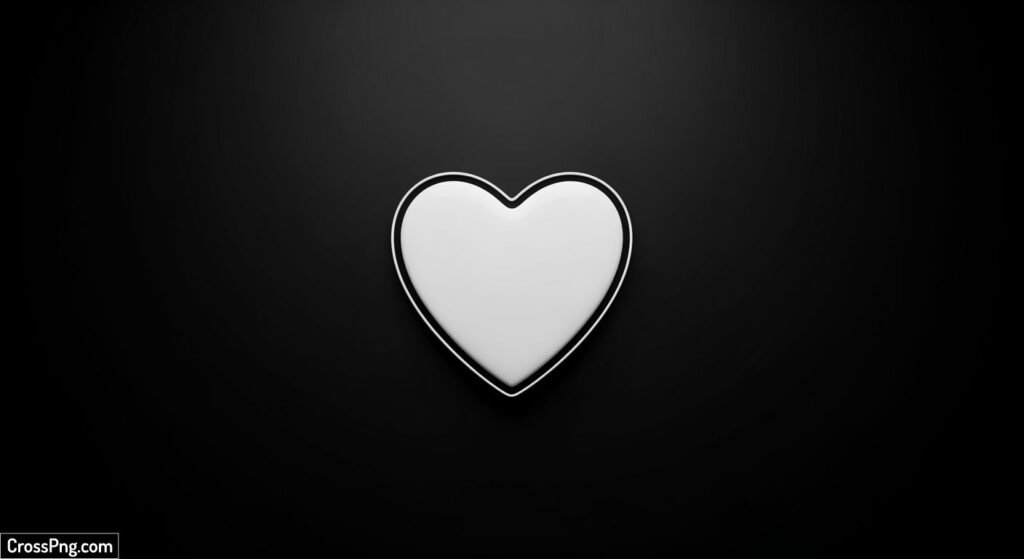 White heart in black background image