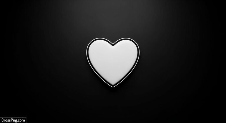 White heart in black background image