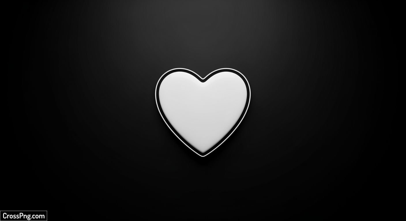 White heart in black background image