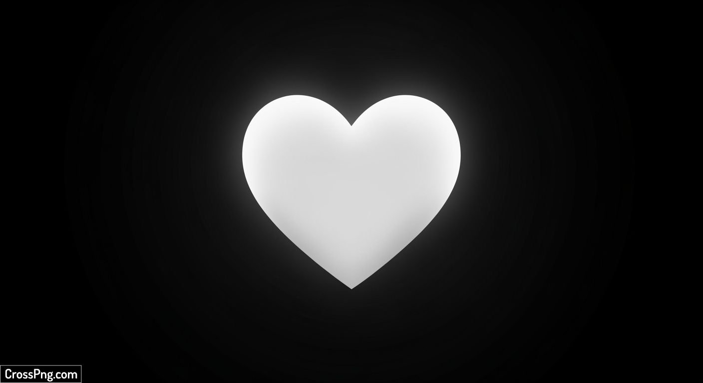 White heart with black background image