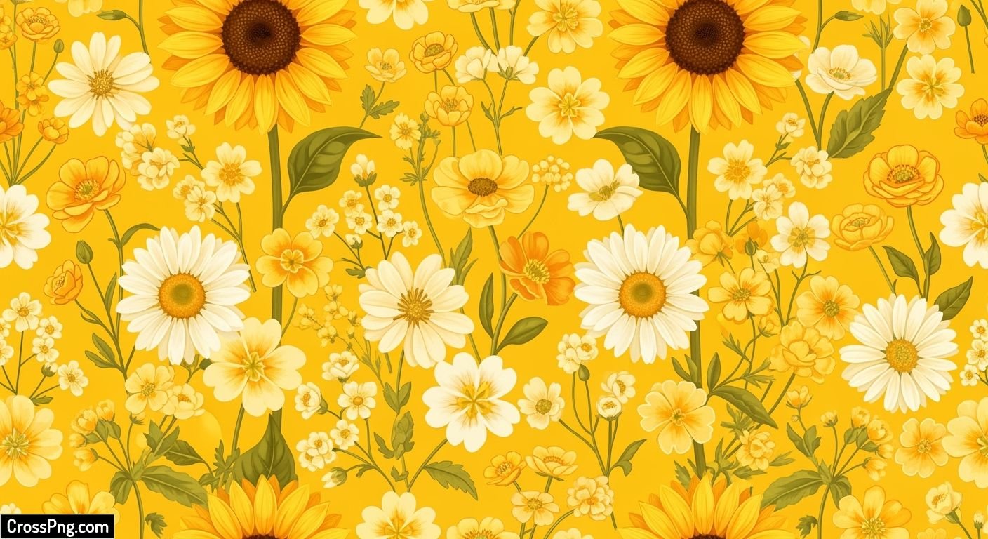Yellow floral background image 3