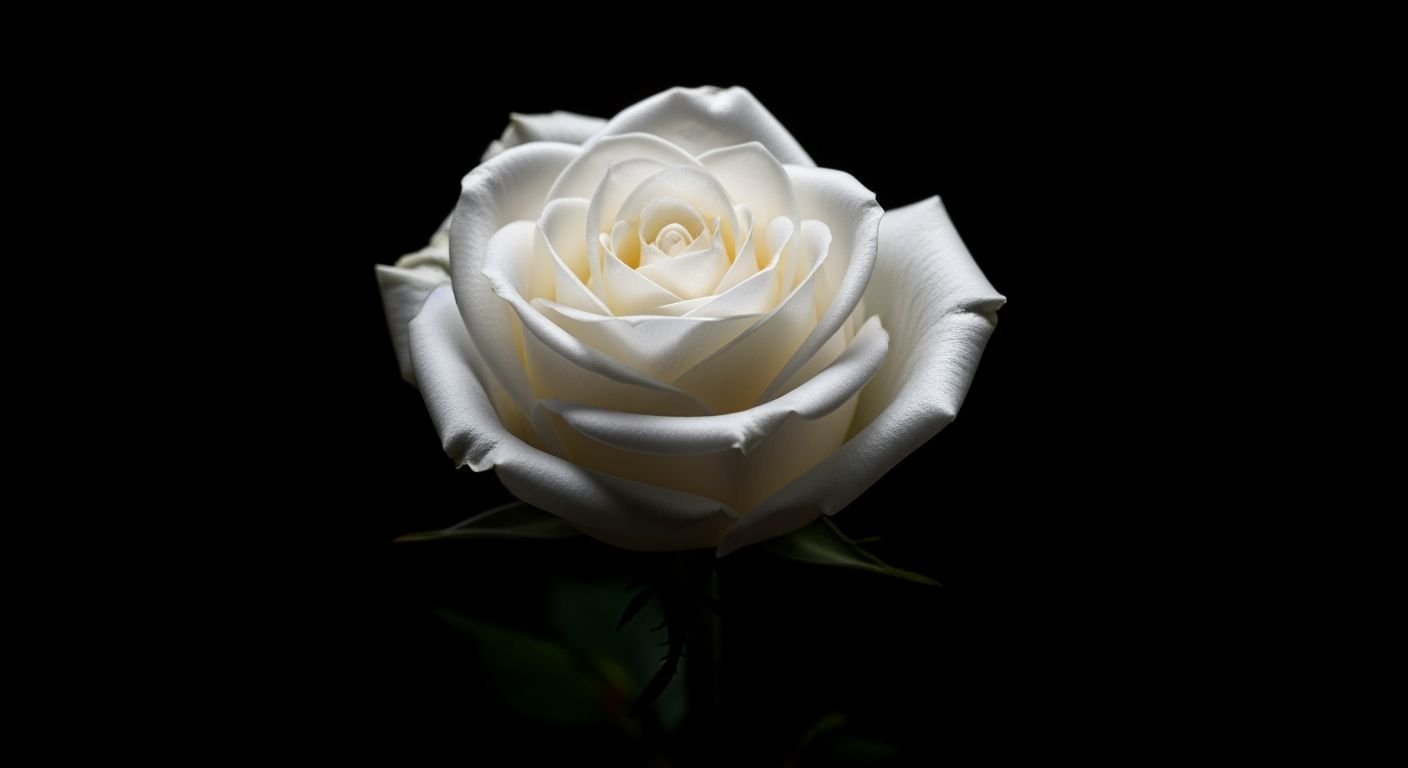 Black background white rose image