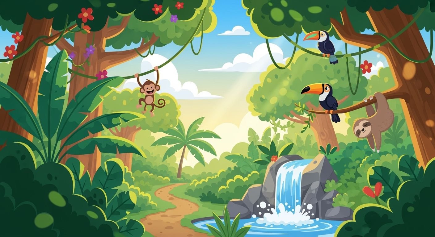 Cartoon jungle background image 2