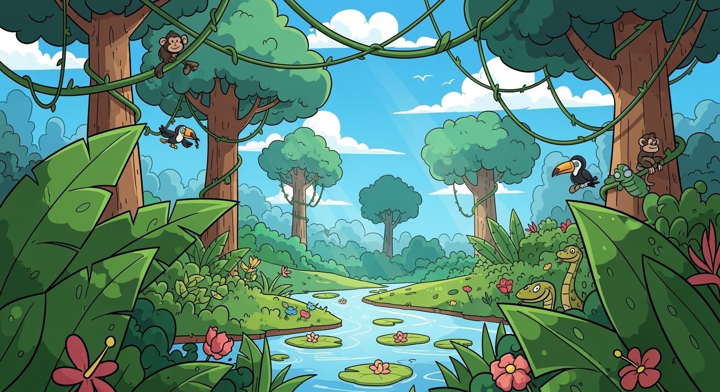 Cartoon jungle background image 3